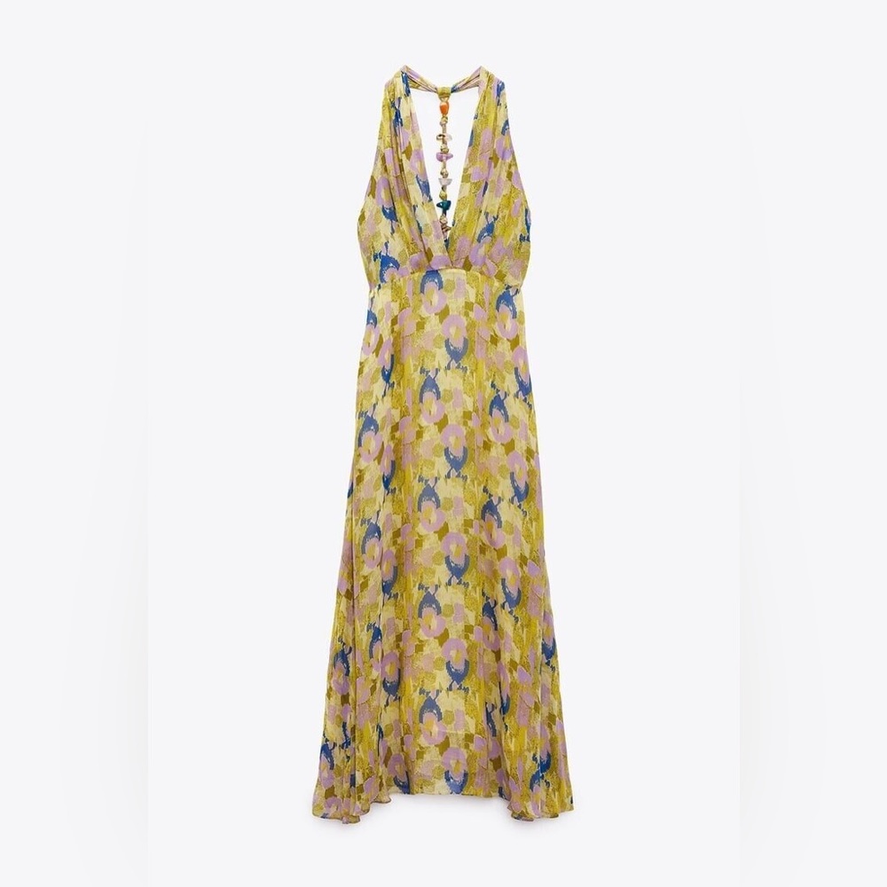 Zara Multicolored beaded back midi dress